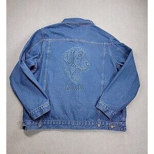 Vintage Tyca Denim Jacket Mens 3XL Trucker Dog Embossed Machinist Workwear USA